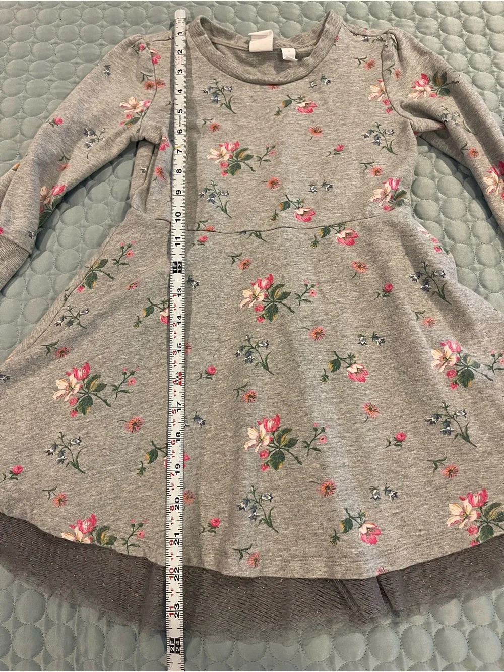 GAP x SJP Sarah Jessica Parker Grey Floral Knit Dress Pink Floral Tutu Sz 6/7 S